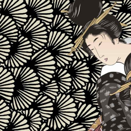 Tappeto Polivinile Ventagli Geisha Nero