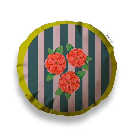 Cuscino Rotondo Fiori Avio