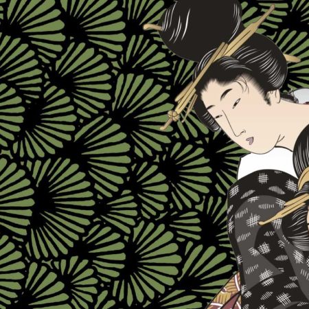 Tappeto Polivinile Ventagli Geisha Verde