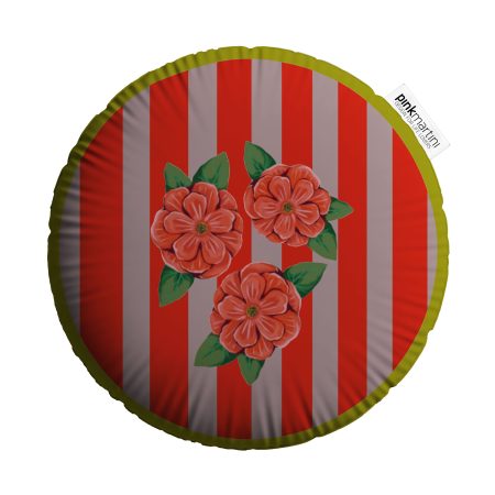 Cuscino Rotondo Fiori Vermiglio