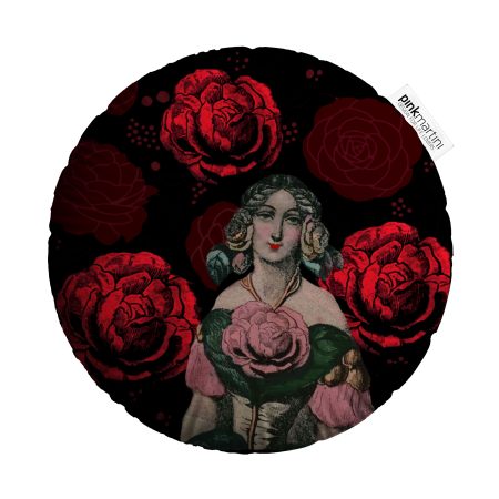 Cuscino Rotondo Camelia Donna Rosso