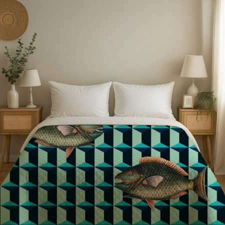 Copriletto Trapuntino Pesce Pattern