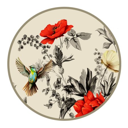 Tovaglietta Americana Rotonda Colibrì Panna